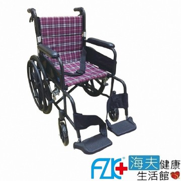 高日鑫機械式輪椅 未滅菌 海夫健康生活館 FZK 雙層 格子布 折背 輪椅 黃藍數碼格布色 FZK-25B