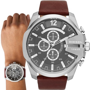 DIESEL Mega Chief 大錶徑粗獷三眼計時手錶 男錶-51mm DZ4290