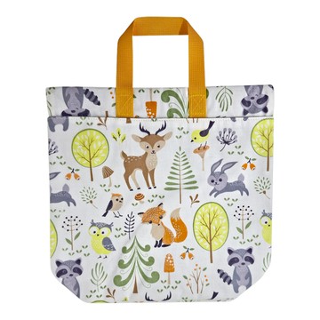 攜帶式加大防水雙拉鍊尿布袋 手提式加大款 92g  森林動物 白色  28 x 27 x 9cm