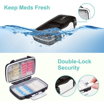 樺峰國際💊臺灣現貨💊4格便攜式藥盒(兩入裝) 防潮小型藥盒附標籤 雙重鎖扣設計旅行藥盒 口袋型