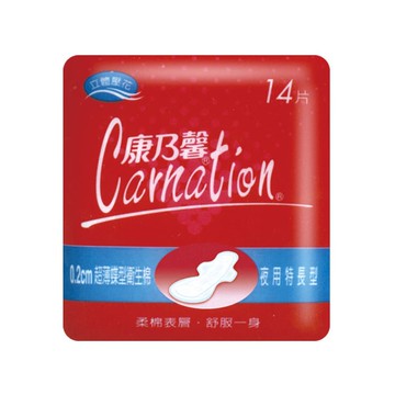 康乃馨夜用特長超薄蝶型(28CM/14片x4包)