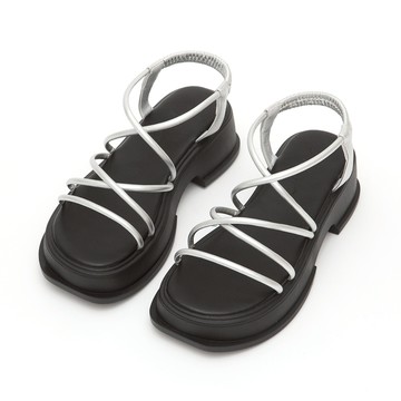 D+AF 涼涼夏意交叉細帶厚底涼鞋