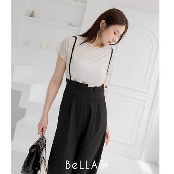 【夏季新品】BeLLA 捲邊點點上衣 灰色