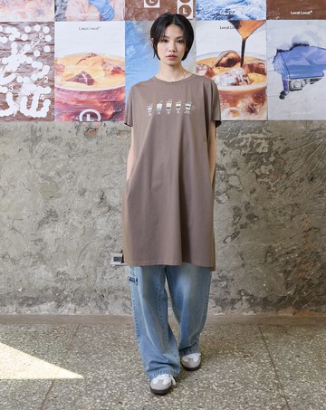 每日特調cafe開衩長版涼感T恤(兩色)