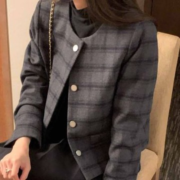 正韓外套 山杜羅羊毛呢短款大衣EPC1076-創翊韓都