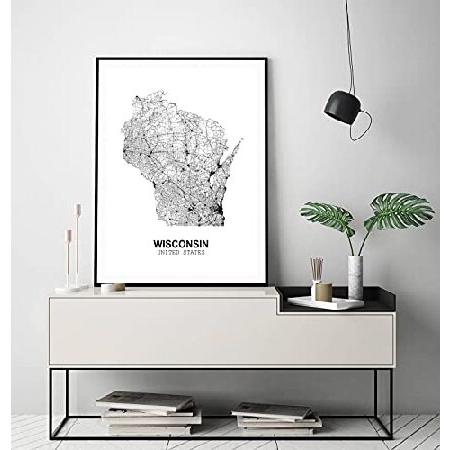 Eleville 18X24 Unframed Wisconsin United States Country View Abstract Road Modern Map Art Print Canvas Poster Wall Office Home Decor Minimalist Line A