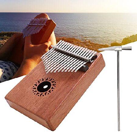 Kalimba 17 Keys Thumb Piano Kit Mahogany Wooden Finger Piano Portable Thumb Piano Steel Marimba Keys with Sun Pattern, Gift for Friends Kids