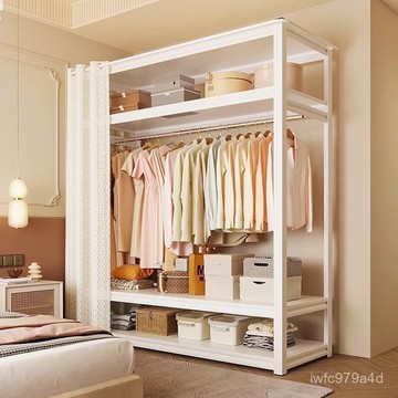 貨架衣櫃【免運#破損補發】結實耐用臥室家用出租房組裝金屬防塵簾開放式衣帽間