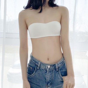 春夏季抹胸無鋼圈內衣一片式半杯無肩帶內衣女隱形無痕防滑胸罩