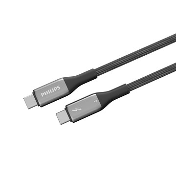 PHILIPS 超值二入組-Type-C to Type-C 240W超高速傳輸充電線100cm※限量送充電器※