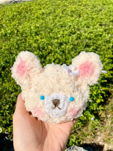 【原創 純手工 】毛毛 冷織 小熊 拉鍊