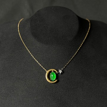 夜之夢 | 冰種翡翠綠蛋項鍊 18K金
