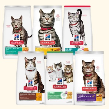希爾思 Hill's 貓飼料 配方飼料 幼貓 成貓 室內成貓 化毛排毛 敏感腸胃與皮膚 完美體重 泌尿道毛球控制