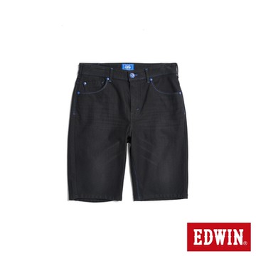 EDWIN 男裝 加大碼 EDGE JERSEYS 迦績合身牛仔短褲-黑色