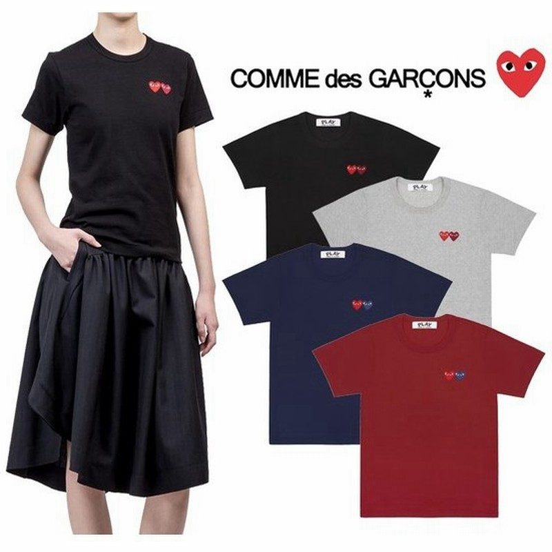 コムデギャルソン プレイ Comme Des Garcons Play レディース トップス ダブルハート 半袖 Tシャツ Double Heart Logo Tshirt 通販 Lineポイント最大0 5 Get Lineショッピング