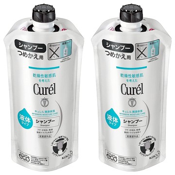 Curel 珂潤 溫和潔淨洗髮精 補充包 340ml - 敏感頭皮適用、保濕滋潤、溫和洗淨  2個