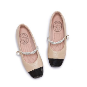 【新品】我的旅行日記 碎鑽小香風平底瑪莉珍鞋 典雅杏 (5B3197)