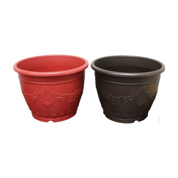 塑膠控根盆 花兒姿 皇家浮雕花盆-1尺3吋(4入組)