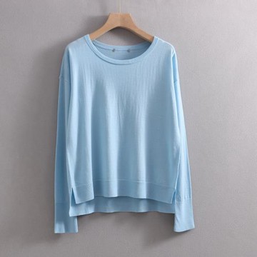 外貿原單尾貨 100羊毛圓領針織衫套頭薄款毛衣春秋柔軟打底衫女