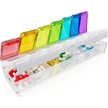 樺峰國際💊臺灣現貨💊七日快速填充保健盒 大容量藥盒 ×附贈自黏標籤 可收納藥品 維他命 魚油 保健品 飾品收納 維他命