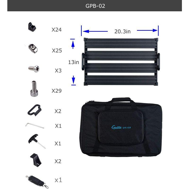 Guitto ギターエフェクター ボードペダルボード クランプブロック固定効果ペダルボードアルミニウム合金超軽量キャリングバッグ付き (中)