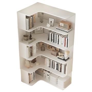 【樂樂】L型轉角簡約實用書架5層90x60(實木書架 層架 置物架 收納架)白色-五層90*60