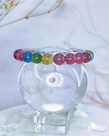 【俏麗彩虹糖果碧璽】高品純色 彩虹碧璽 水晶手鍊手串 一物一拍