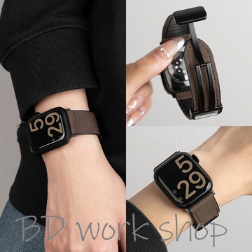 瘋馬紋皮質錶帶 適用 Apple Watch 11 錶帶 s10 9 8 7 6 SE 蘋果手錶錶帶 42mm 蘋果錶帶