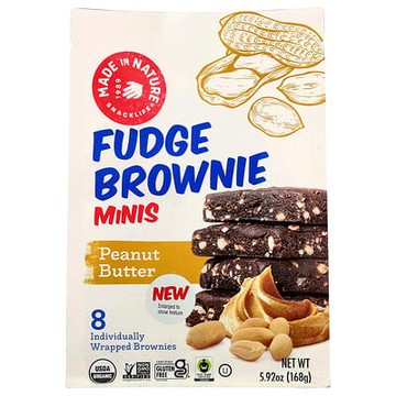 Made in Nature, Fudge Brownie Minis，花生醬味，8 塊獨立包裝巧克力蛋糕，5.92 盎司（168 克）