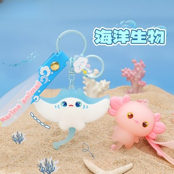 📗Book思議📘原創海洋生物系列鑰匙扣 六角恐龍鑰匙圈 魔鬼魚吊飾 學生書包掛件 包包掛件 抓夾機