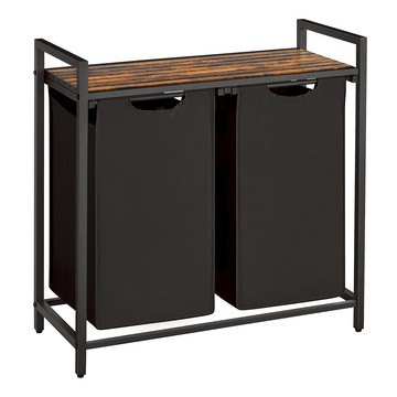 hoi! VASAGLE 工業風 二格可拆卸式牛津布洗衣籃 BLH201B01V2