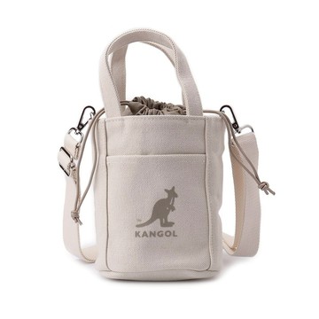 KANGOL 袋鼠 抽繩手提側背包 6455170201  米白色  中型