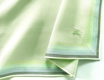 Burberry 古董手帕 綠色口袋巾 19 x 18.5 英吋