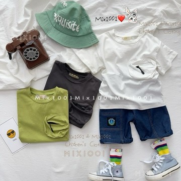 🌈✨mix1001 柔軟立體拉鍊口袋造型上衣✨兒童口袋吊飾造型上衣 5-17