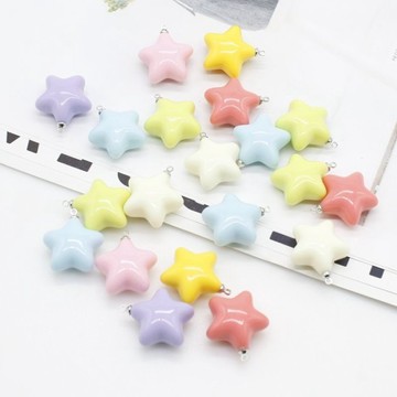 DIY飾品🍓 馬卡龍色亞克力五角星吊墜手機鏈鑰匙圈diy手作飾品掛件材料散珠 飾品配件 diy配件 手作材料