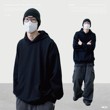 「開久Casual」T-23 立體素面帽踢 日系 重磅 抓絨 帽t 連帽衛衣 口袋帽踢 男生長袖 刷毛帽踢 素色 寬鬆