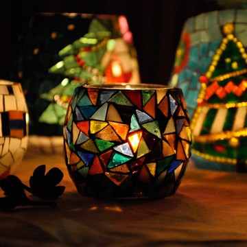 繁锦/原創玻璃馬賽克手工拼貼燭臺/浪漫聖誕禮物/家居裝飾