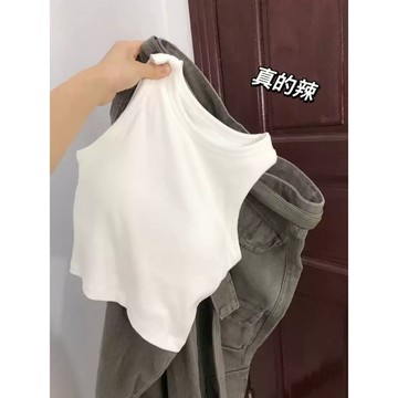 淘氣少女~ 背心 短版背心 小可愛 吊帶 白色上衣 胸墊背心 小背心 純棉背心 顯瘦 bm 風上衣 白色內搭 辣妹背心