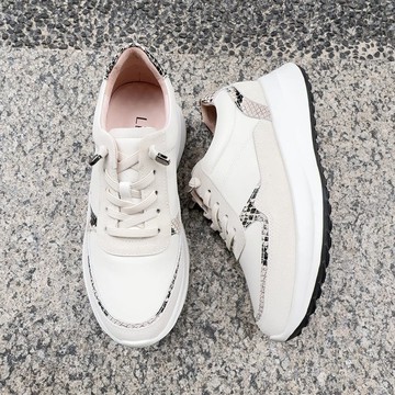 【情定波隆那】全真皮超彈力奔跑鞋_蛇紋裸米