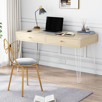 北歐書桌簡約梳妝臺一體女孩電腦桌輕奢學生臥室金色家用寫字桌子