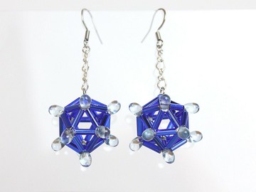 藍色幾何耳環串珠耳環種子珠耳環極簡主義現代主義