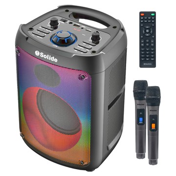 SOLIDE 卡拉OK擴音機 SOL-602 附無線麥克風 支援藍牙/USB/記憶卡多種播放模式  1個  Black