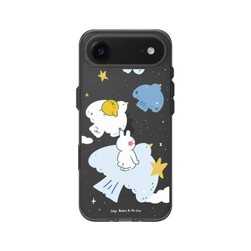 iPhone Air Clear (相機按鈕) 酷墨灰 - 懶散兔與啾先生 Lazy Rabbit and Mr.Chu - Fly Freely
