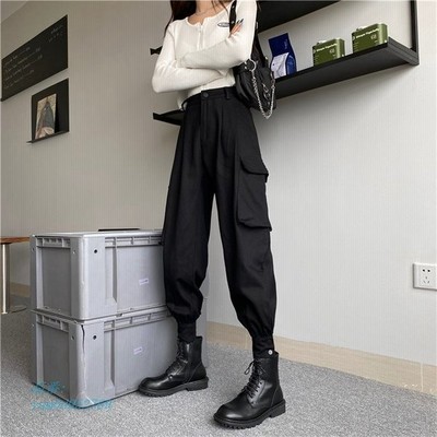 レディース ロングパンツ カーゴパンツ ダンスウェア ハイウエスト 黒 女子ボカジュアル クール 通販 Lineポイント最大get Lineショッピング