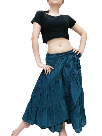 女裝, 棉裙, 長裙, 荷葉邊裙, 波希米亞風格, 綁帶裙