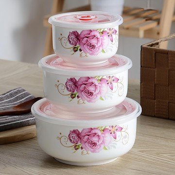 JAR嚴選 玫瑰物語骨瓷保鮮盒3件組 750 + 480 + 280ml  3個  1組