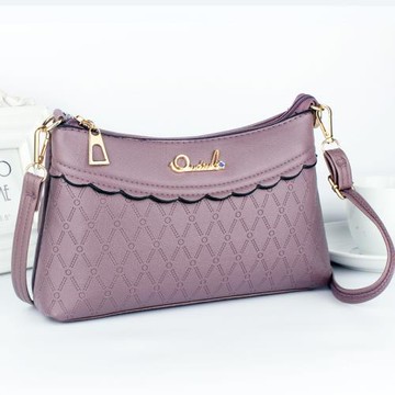 花紋單肩包女小包媽媽斜挎手機包買菜包中老年人貝殼包小方包軟皮