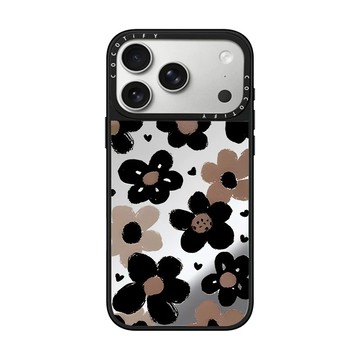 黑棕花朵 iPhone17Promax手機殼 蘋果16Promax防摔殼i15保護殼i14硬殼i13