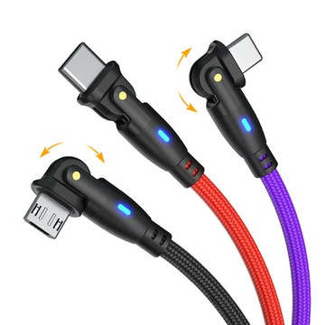 2米彎折充電線 180度數據線 typec 3a 快充線 手遊傳輸線 l型充電線 適用於三星 安卓傳
