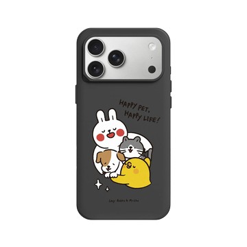 iPhone 17 Pro Max SolidX 黑 - 懶散兔與啾先生 Lazy Rabbit and Mr.Chu - Happy pet Happy life